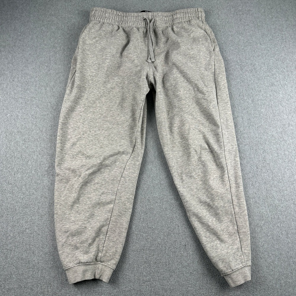 H&M Sweatpants Mens Large Regular Fit Gray Cuffed Joggers Fleece P/N 0763988 3